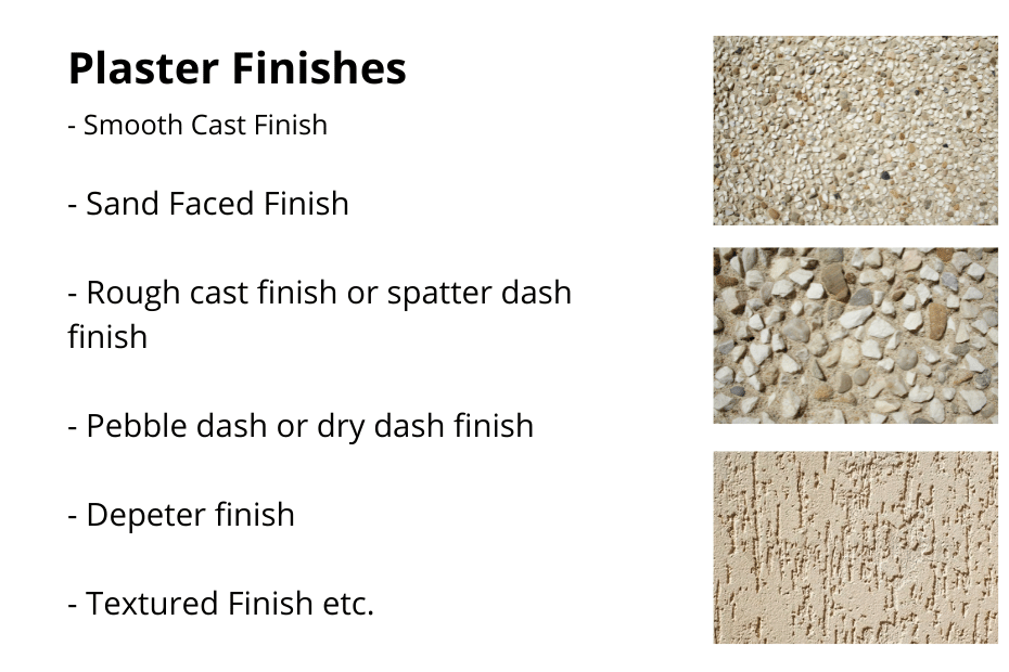 Sand faced plaster and other Plaster finishes types